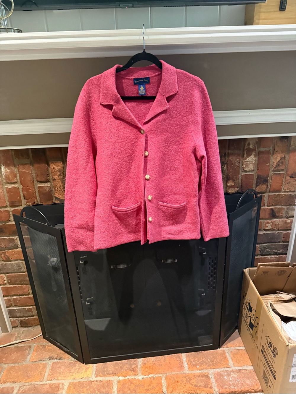 Vintage Charter Club Woolmark Pink Blazer Sweater Jacket Size Large